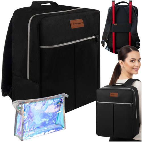1 Reiserucksack mit Kosmetiktasche für Handgepäck, schwarz - Easy2sell - Deluxe