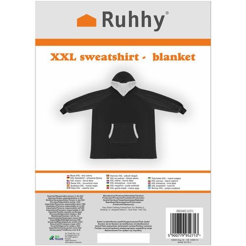 1 XXL - Sweatshirt - Decke oversize, warm, schwarz - Easy2sell - Deluxe
