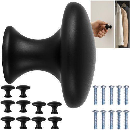 10 Möbelknöpfe modern, schnell montierbar, mattschwarz - Easy2sell - Deluxe