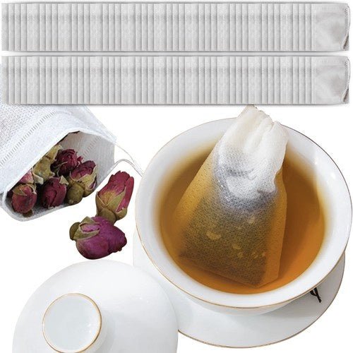100 Teebeutel für losen Tee mit Kordelzug, Weiß - Easy2sell - Deluxe