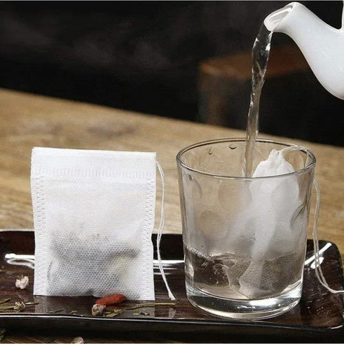 100 Teebeutel für losen Tee mit Kordelzug, Weiß - Easy2sell - Deluxe