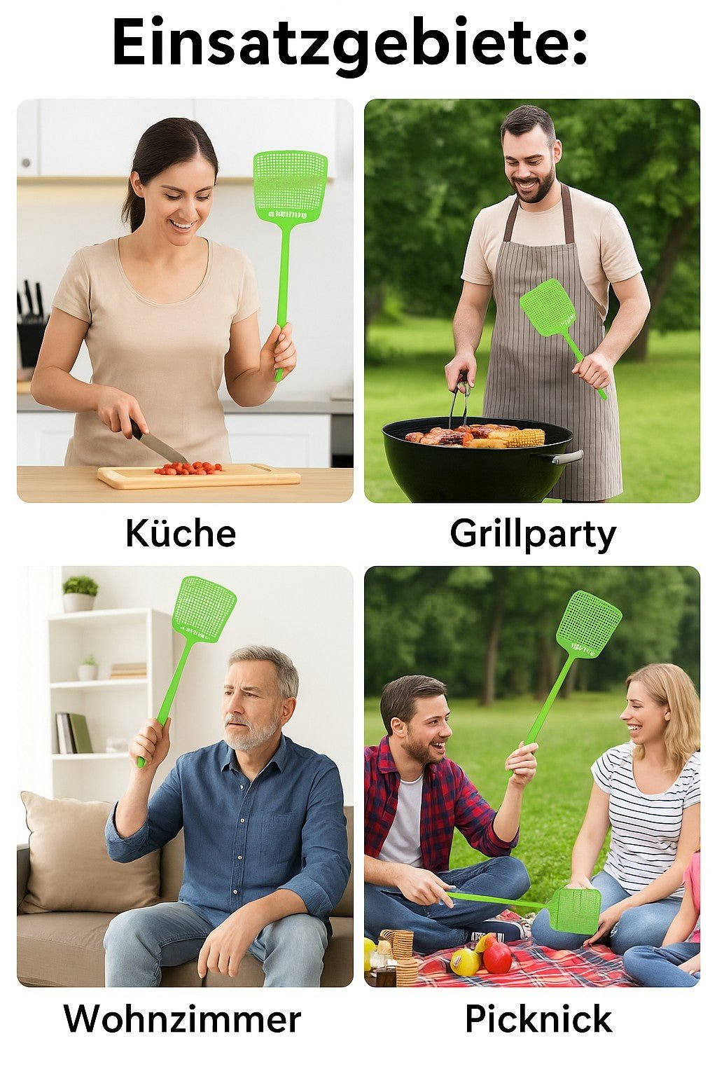 10x Fliegenklatsche Set Fliegenfänger Moskitoklatsche Fliegen Klatsche Mücken - Easy2sell - Deluxe