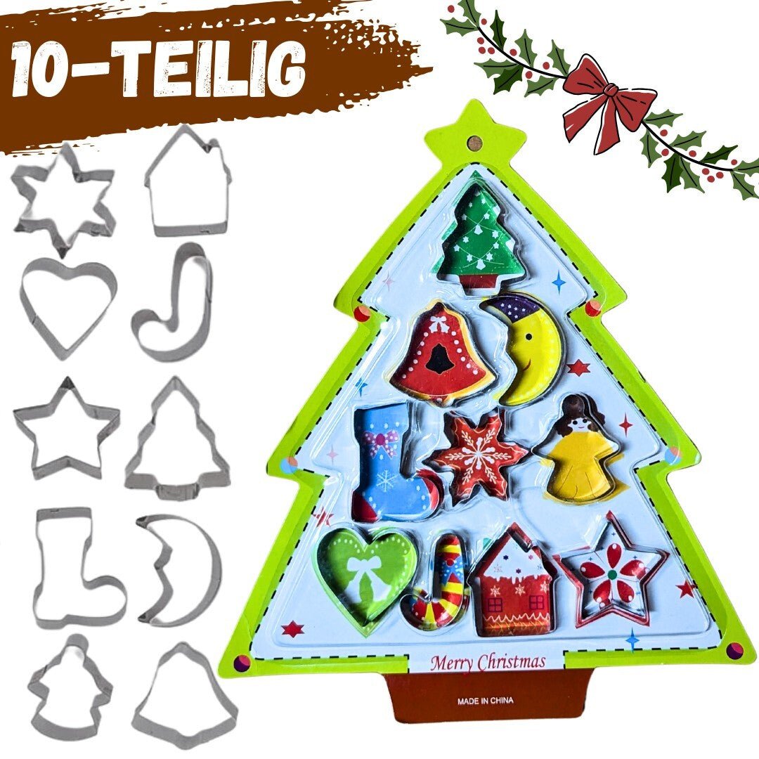 10x Keksform Set Keks Ausstecher Weihnachten Plätzchenausstecherform Backform - Easy2sell - Deluxe