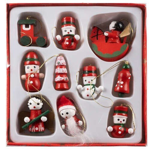 10x weihnachtliche Anhänger Baumschmuck Holzanhänger Weihnachten Deko Christbaum - Easy2sell - Deluxe