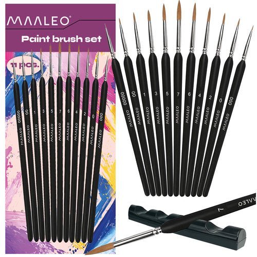 11 Malpinsel mit Ständer für präzise Details schwarz - Easy2sell - Deluxe