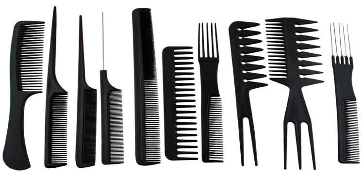 Friseurkämme - Satz mit 10 Stück
