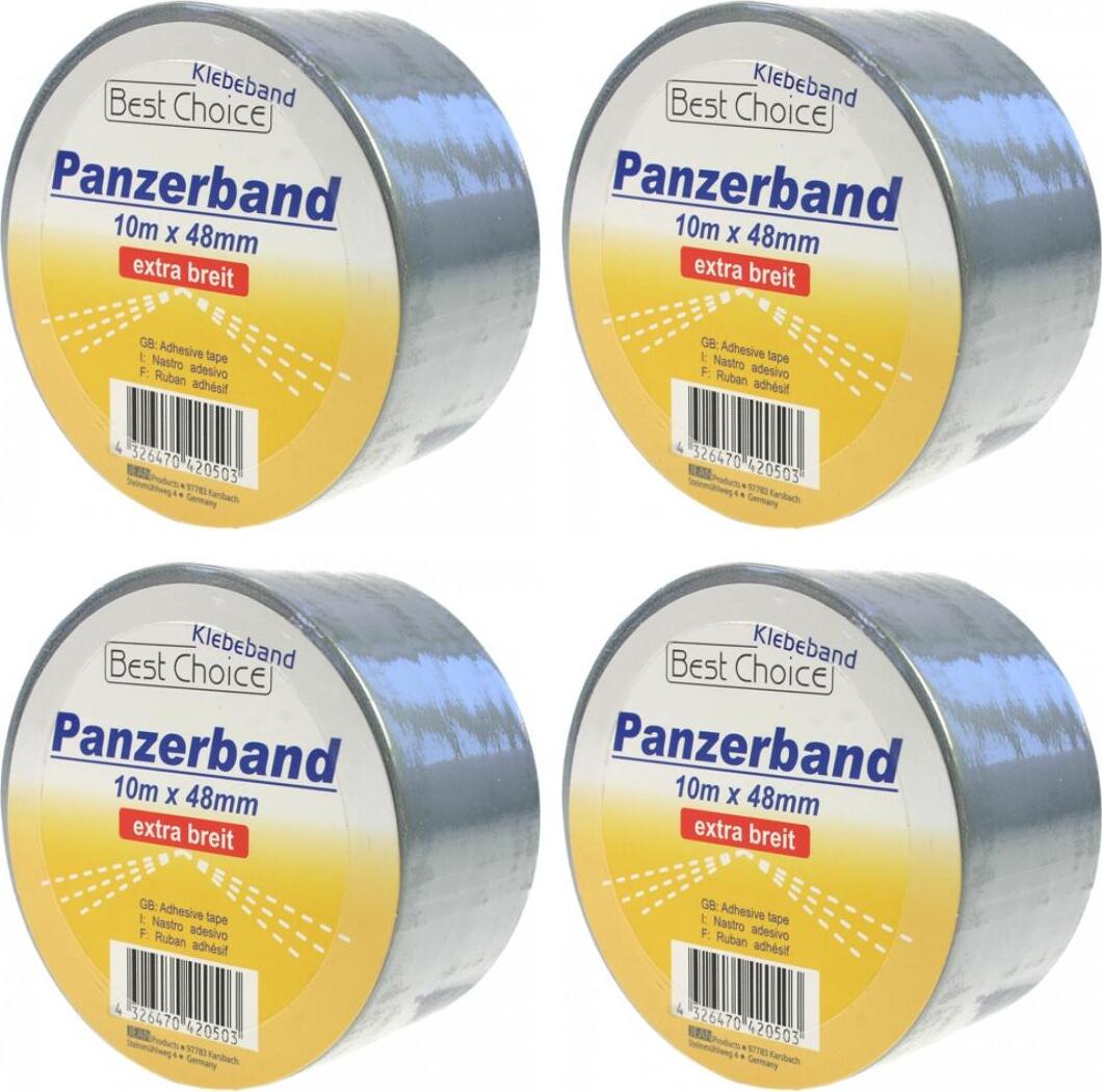 4 x Klebeband Panzerband 10m x 48mm silber