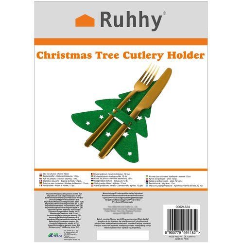 12 - tlg. Weihnachtsbesteckhüllen | Stabil und langlebig | Grün - Easy2sell - Deluxe