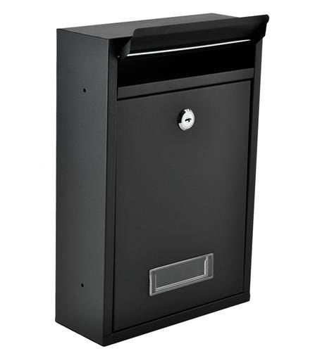 Briefkasten mit Briefschlitz Abdeckung Sichtfenster abschließbar Stahl Schwarz