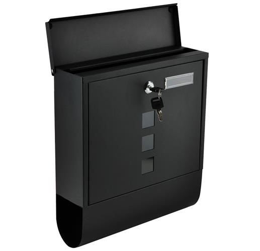 Briefkasten schwarz A4 mit Zeitungsfach verzinktes Eisen außen Wandmontage Set