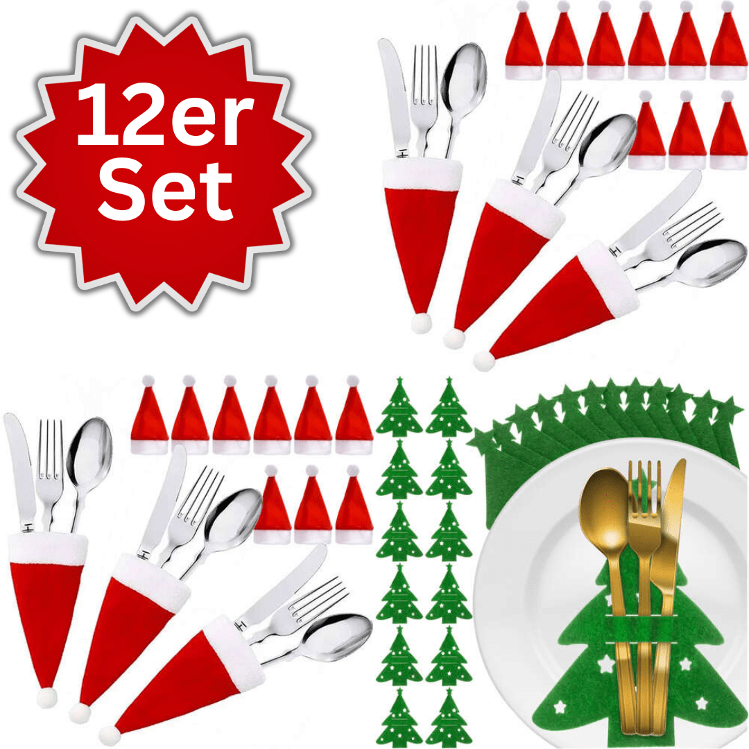 12x Filz Bestecktaschen Wichtel Besteckbeutel Besteck halter Weihnachten Deko - Easy2sell - Deluxe