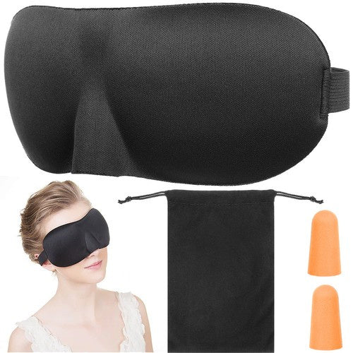 Schlafmaske 3D + Ohrstöpsel Schwarz ISO