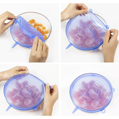 Silikondeckel,6 Dehnbare Silikondeckel, BPA Free Wiederverwendbar Silikon Abdeckung,Sicher und Gesund Universal Silikon-Frischhalte-Deckel für SchüSseln,TöPfe,GläSer,Dosen,Becher ISO