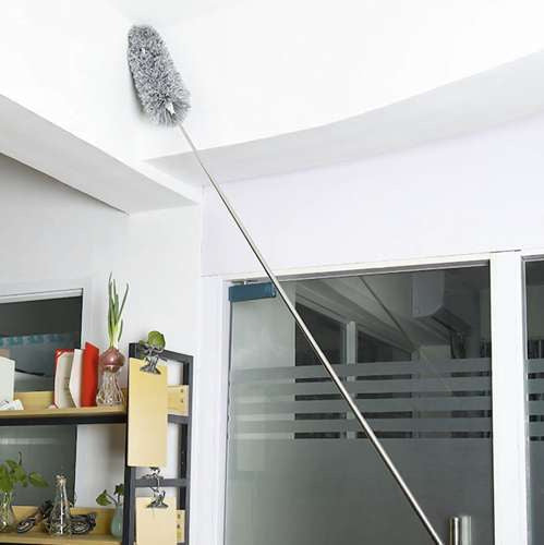 Teleskop-Staubwedel 2in1 Mikrofaser Edelstahl 84-250 cm grau/silber flexibel