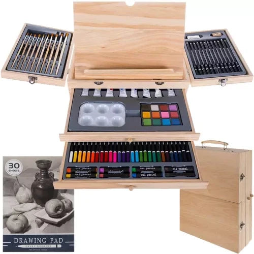 Malset im Koffer Kinder 83-teilig mit Staffelei Pinsel Acryl Aquarell Stifte