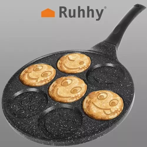 Spiegeleipfanne Pancake Pfanne Eierpfanne Smiley Motiv 7-fach Ø26 cm Induktion