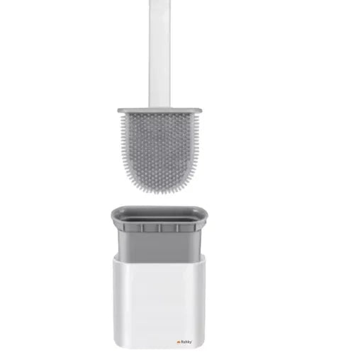 Toilettenbürste Silikon flexibel mit Halter Wandmontage weiß grau schlank TPR