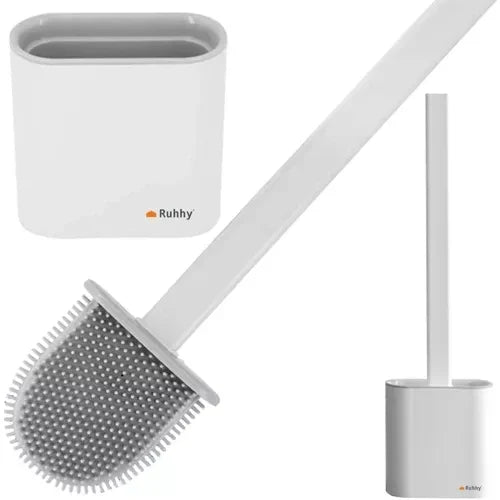Toilettenbürste Silikon flexibel mit Halter Wandmontage weiß grau schlank TPR