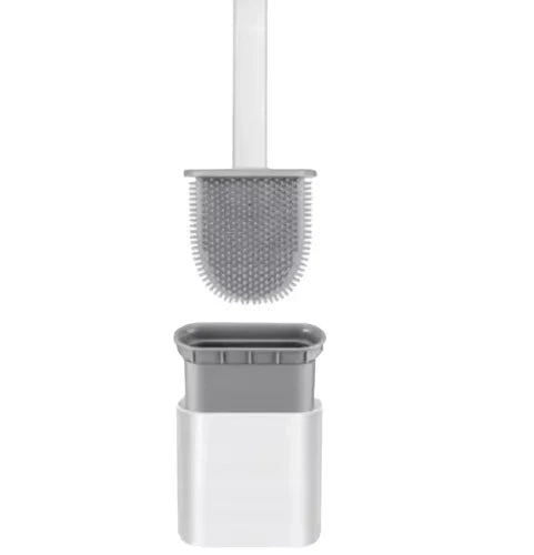 Toilettenbürste Silikon flexibel mit Halter Wandmontage weiß grau schlank TPR