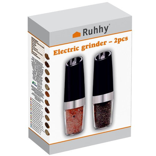 Elektrische Schwerkraft-Mühle 2er Set Salz Pfeffer Keramik LED 50 ml stufenlos