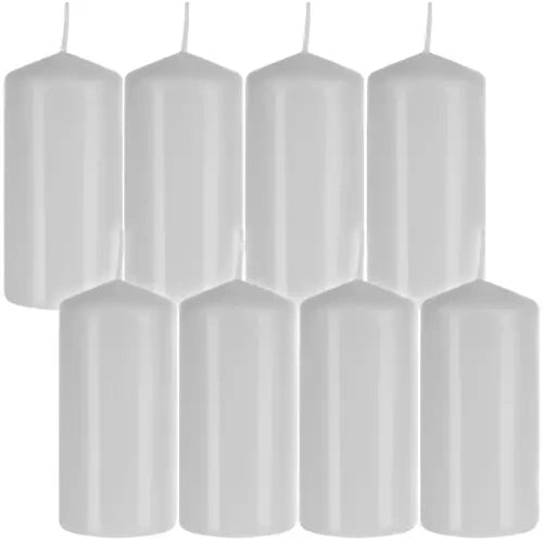 Weiße Zylinderkerze - Set mit 8 Stück.