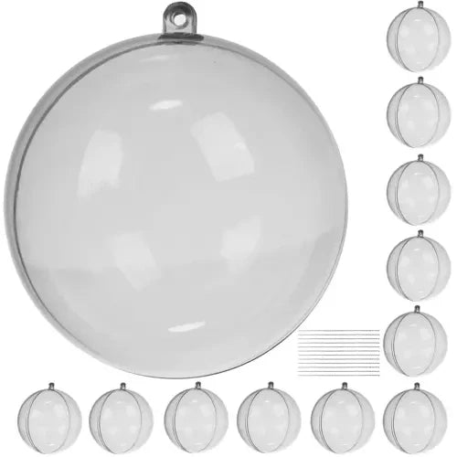 12 Stk Transparente Weihnachtskugel zum Befüllen Aufhängen Acrylkugel 8cm 20508