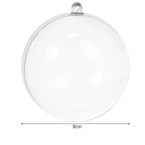 12 Stk Transparente Weihnachtskugel zum Befüllen Aufhängen Acrylkugel 8cm 20508
