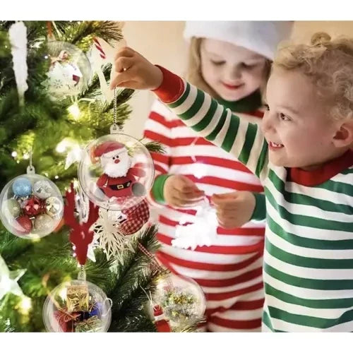12 Stk Transparente Weihnachtskugel zum Befüllen Aufhängen Acrylkugel 8cm 20508