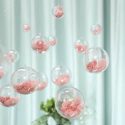 12 Stk Transparente Weihnachtskugel zum Befüllen Aufhängen Acrylkugel 8cm 20508