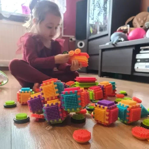 Bausteine Set 192 Teile Borsten Bauklötze Konstruktionsspielzeug mehrfarbig