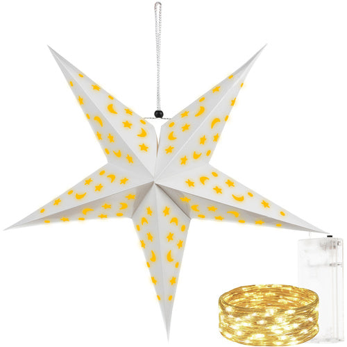 Papierstern Weihnachtsstern für innen 3D- 60cm Beleuchtet zum Aufhängen 20076