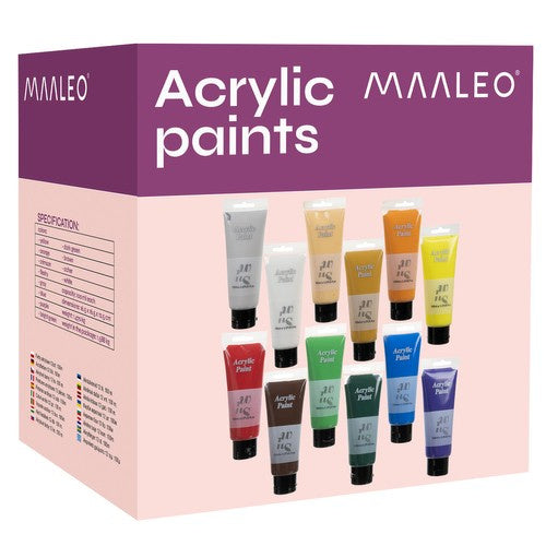 Acrylfarben Set 12 Stück 100 ml farbig ungiftig geruchlos für Kinder Künstler