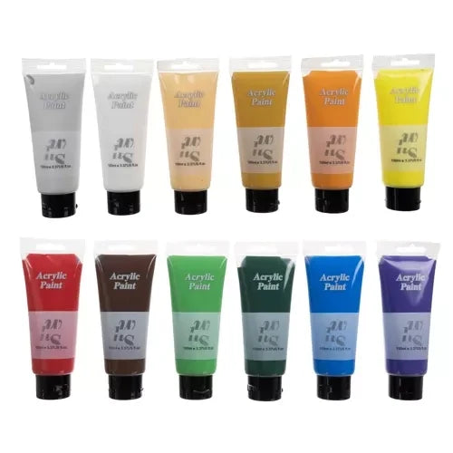 Acrylfarben Set 12 Stück 100 ml farbig ungiftig geruchlos für Kinder Künstler