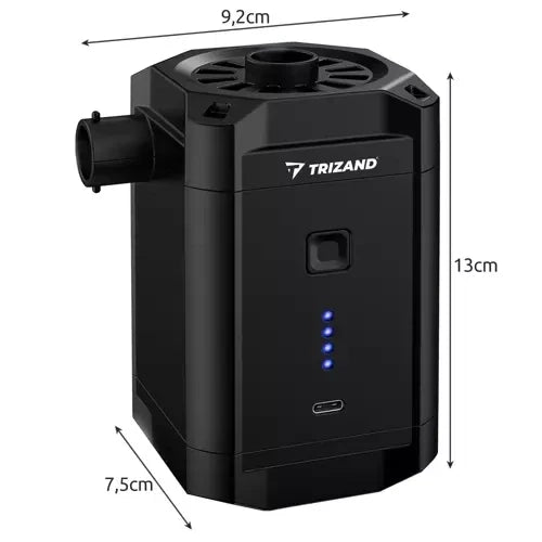 Luftpumpe kabellos Akku 5200 mAh USB-C 3 Aufsätze schwarz für Matratzen Camping