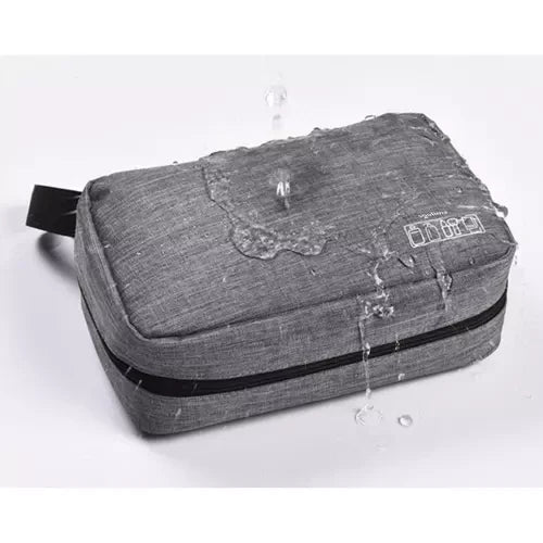 Kosmetiktasche Herren hängend mit Haken wasserdicht 3 Fächer grau Nylon Reise