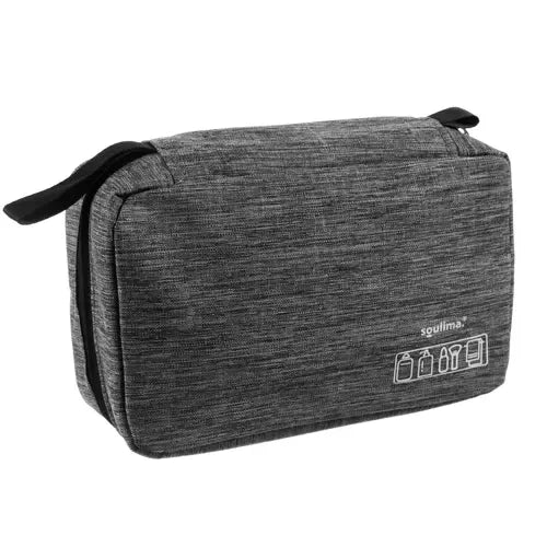 Kosmetiktasche Herren hängend mit Haken wasserdicht 3 Fächer grau Nylon Reise