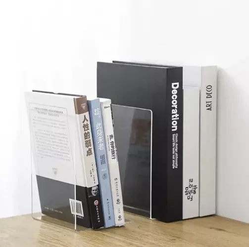 Buchstützen Acryl 6er Pack glasklar transparent 18,5x12x12 cm Regal Büro Zuhause