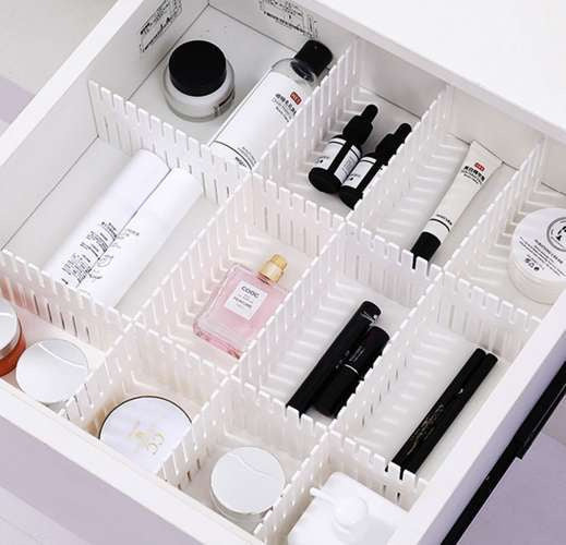 Schubladenteiler Set 4er verstellbar erweiterbar zuschneidbar 46,3 x 7 cm hoch