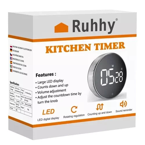 Küchentimer digital LED LCD Magnet Stoppuhr Schwarz 0-99:55 Min 3xAAA 4,5V