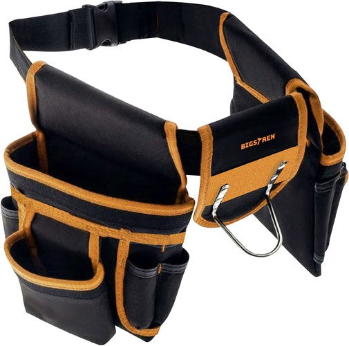 Werkzeuggürtel 22 Taschen 2 Schlaufen Hammerhalter 600D Oxford schwarz gelb