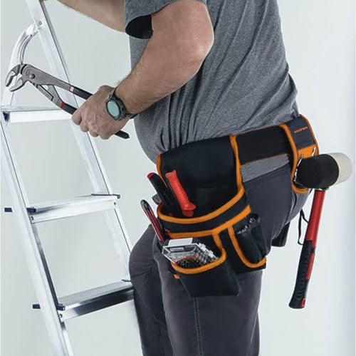 Werkzeuggürtel 22 Taschen 2 Schlaufen Hammerhalter 600D Oxford schwarz gelb