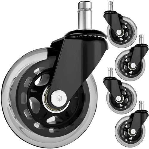 Bürostuhlrollen 5er Set Gummi 11 mm 75 mm leise für Bürostuhl Drehstuhl leise