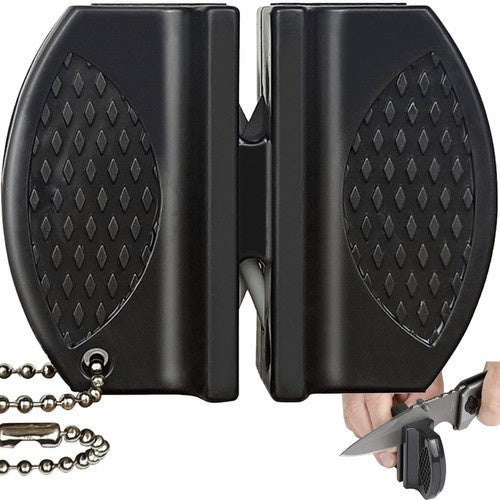 Messerschärfer zweiphasig Wolframstahl Keramik kompakt Kette Outdoor schwarz