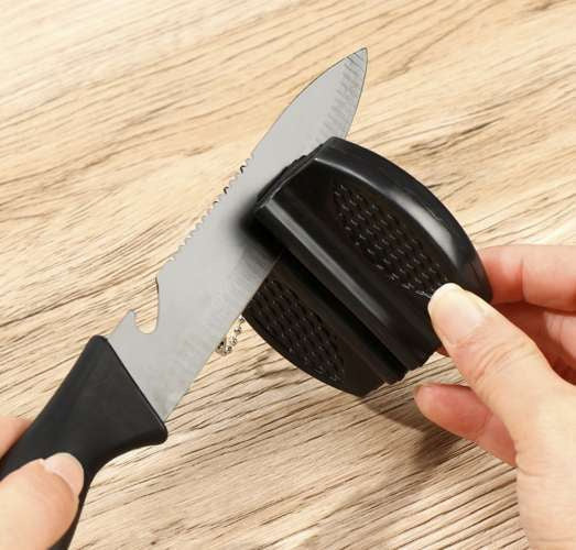 Messerschärfer zweiphasig Wolframstahl Keramik kompakt Kette Outdoor schwarz