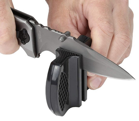Messerschärfer zweiphasig Wolframstahl Keramik kompakt Kette Outdoor schwarz