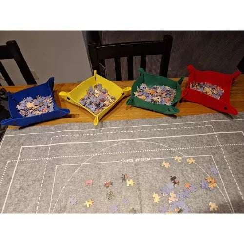 Puzzlematte mit Tasche, Pumpe, 4 Sortiertaschen, Schlauch, Gurte, 115 x 67 cm