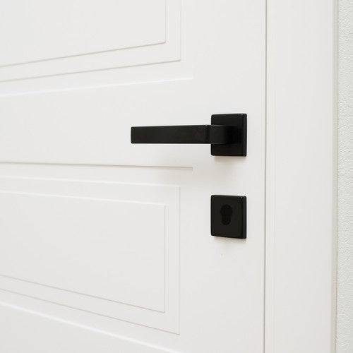 Türgriff-Set Schwarz matt Innentür Rosette universal links rechts Eisen Alu