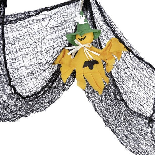 Halloween-Spinnennetz Schwarzes Netz Halloween Gruselige Tuch Große Geistertuch für Halloween Deko Halloween Partybedarf 198x76cm 22003