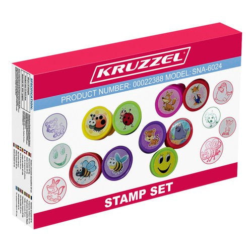 Stempelset Kinder 60 Stück 6 Farben Tiere Smileys Bastelset mit Motiven Set