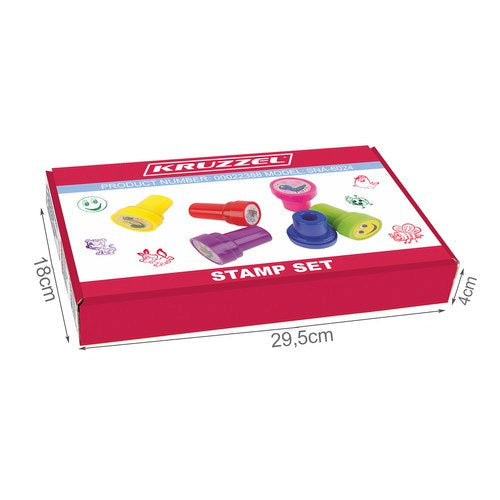 Stempelset Kinder 60 Stück 6 Farben Tiere Smileys Bastelset mit Motiven Set